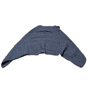 Aran Sweater Market Merino Wool Blue Cable Knit Poncho Size One Size
